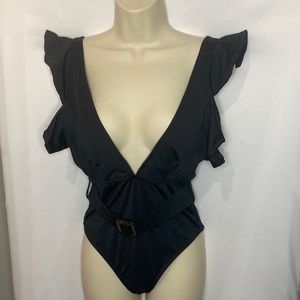 Super cute Black One Piece Swim Suit or Body Suit